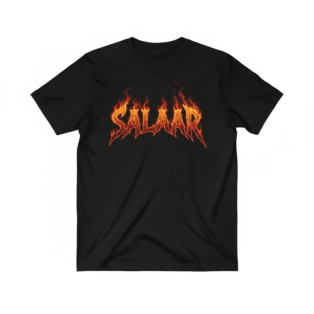 Salaar Printed T-Shirt - Black with fiery graphic print